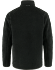 Black fleece jacket shown from the back on a white background