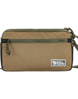 Brown crossbody bag with a visible Fjällräven logo on a white background