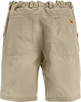 Beige shorts with a visible Fjällräven label on a white background