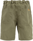 Green shorts with a visible Fjällräven logo on a white background