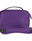 Purple bag with black straps on a white background