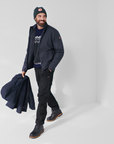 man in black windbreaker jacket with hood