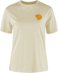 chalk white round neck t-shirt with arctic fox logo