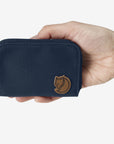 navy zip pouch with arctic fox logo