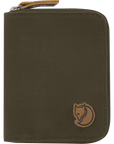 dark olive zip pouch with arctic fox logo