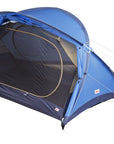 Blue and black tent on a white background