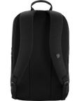 Black backpack on a white background