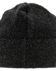 Black knit beanie on a white background
