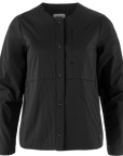 Black jacket with button details on a white background