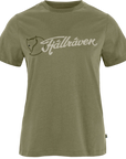 Green t-shirt with a fjallraven logo on a white background