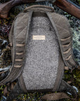 Backpack with a textured back panel on a natural background