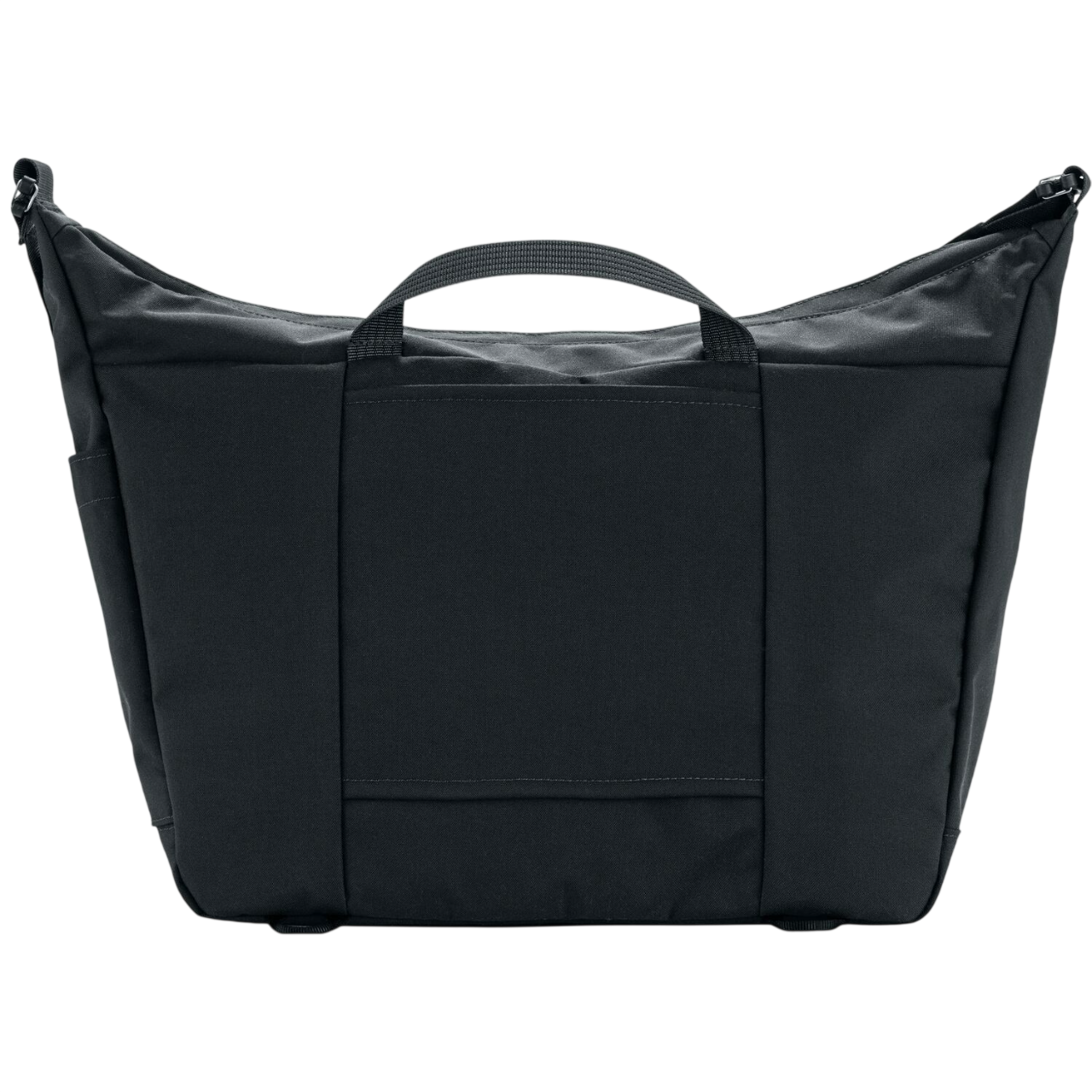 Black tote bag on a white background