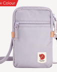 Light purple crossbody bag with visible Fjällräven logo on a white background