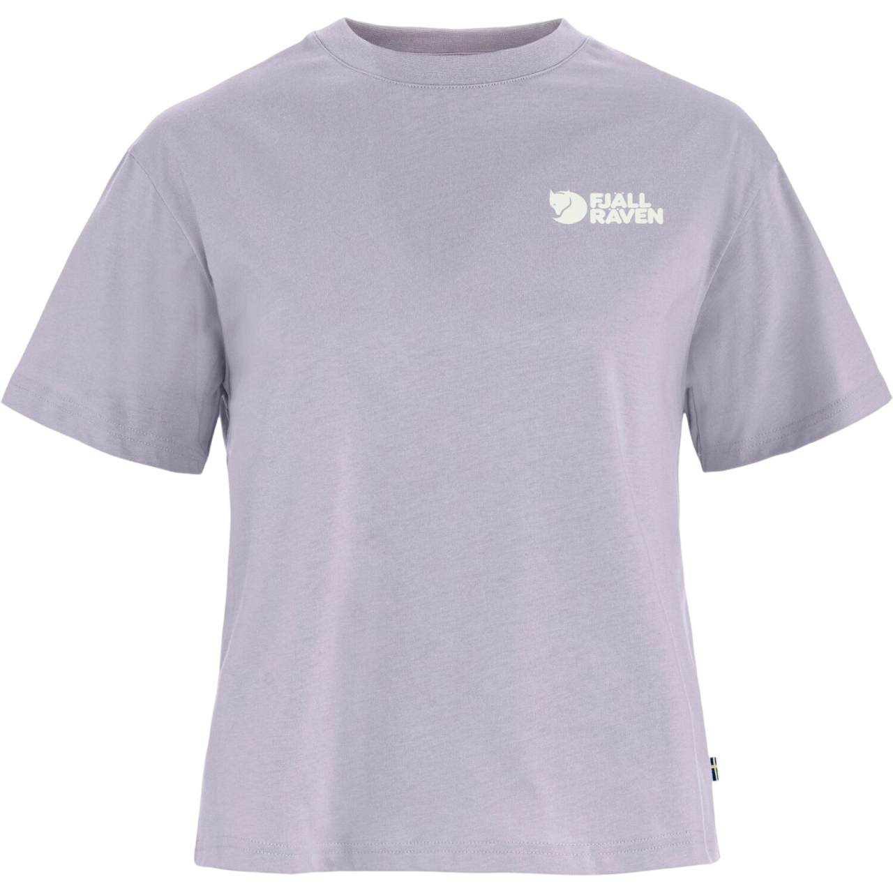 Light purple t-shirt with a fjallraven logo on a white background
