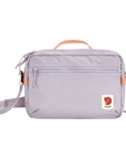 Light purple crossbody bag with visible Fjällräven logo on a white background