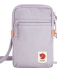 Light purple crossbody bag with visible Fjällräven logo on a white background