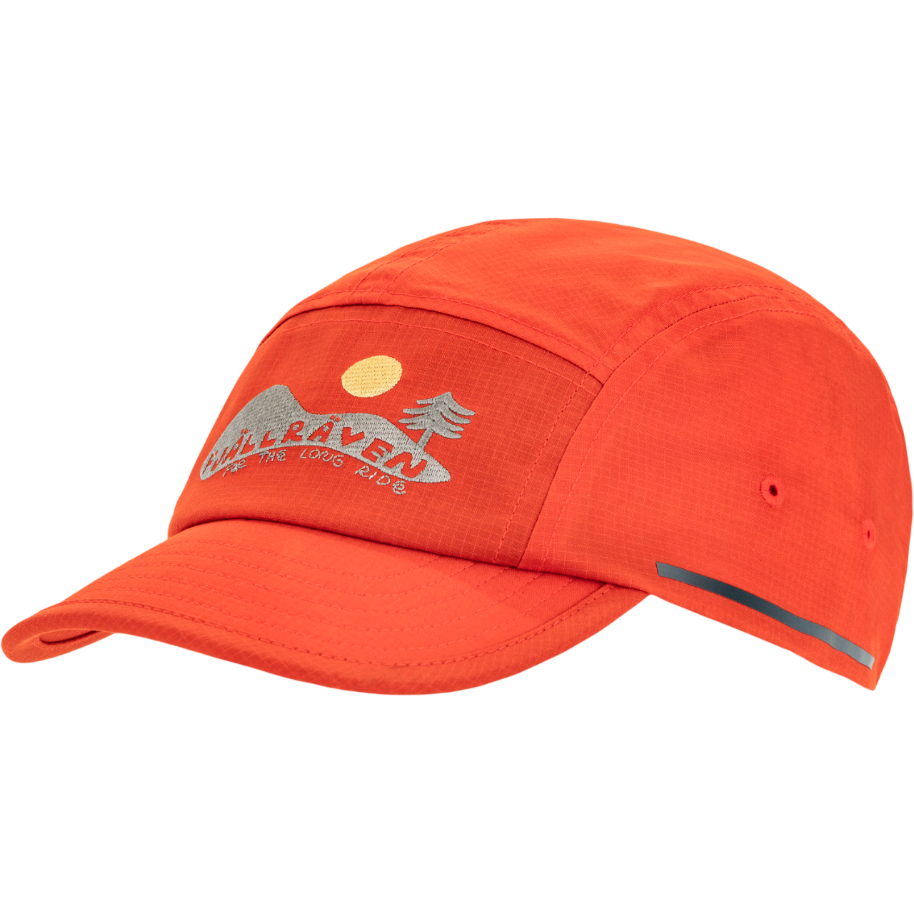 Orange cap with a logo on a white background