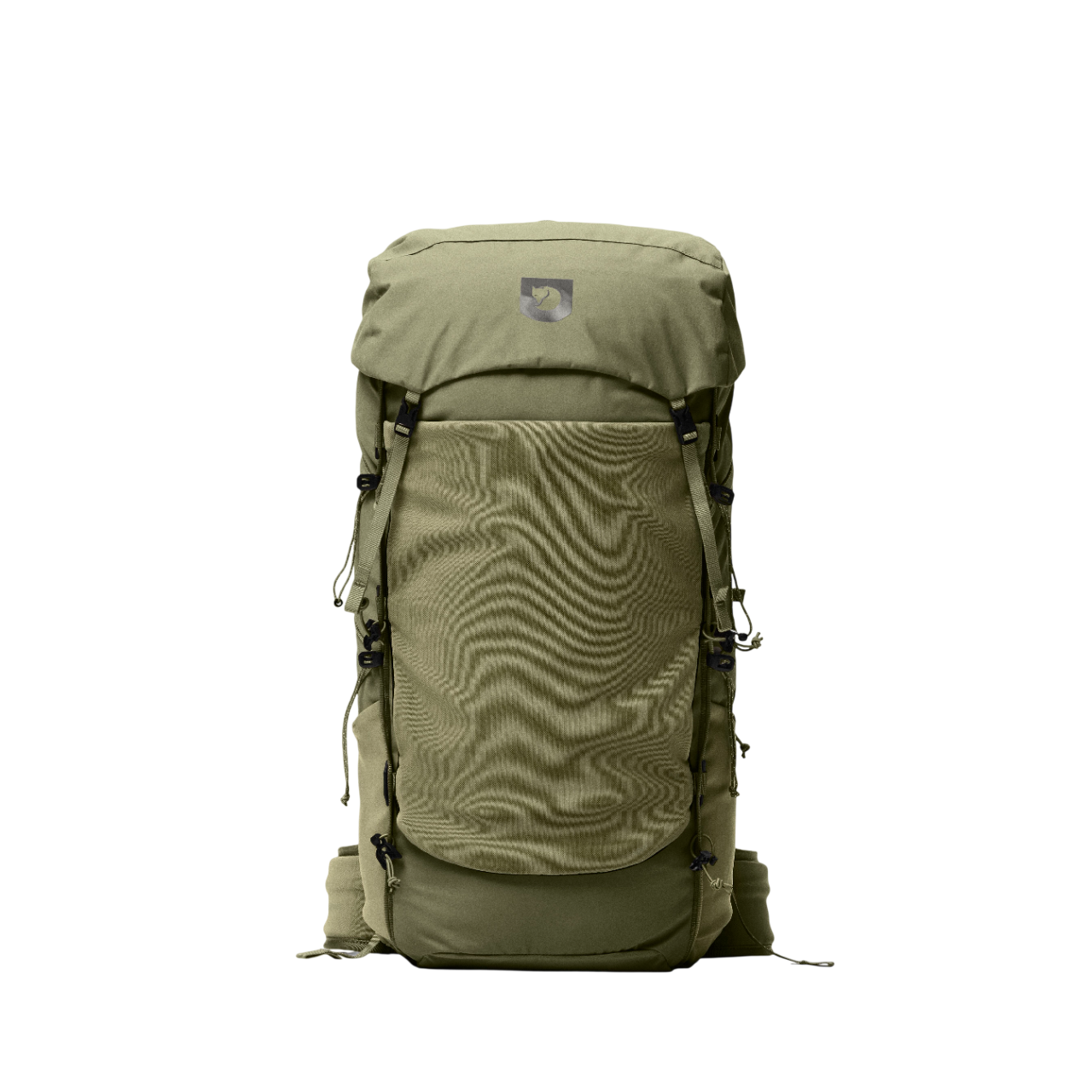 Green backpack on a white background
