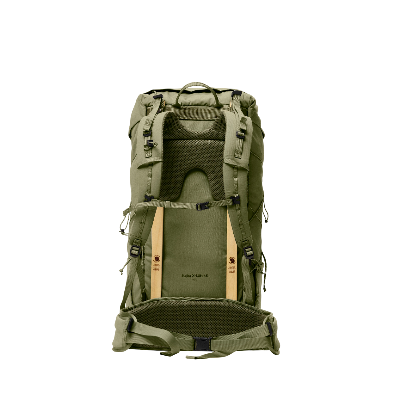 Green backpack on a white background