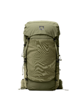 Green backpack with a camouflage pattern on a white background