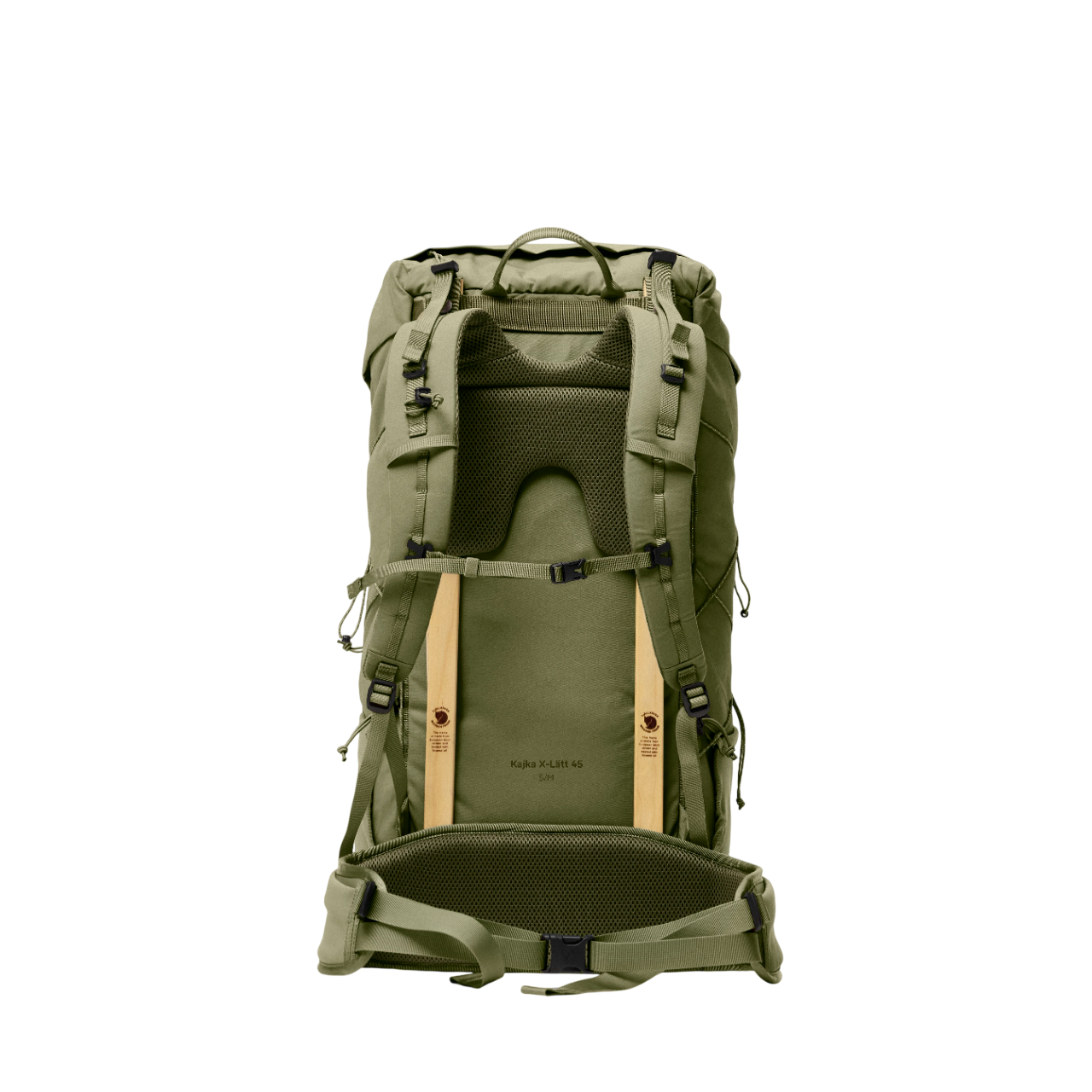 Green backpack on a white background