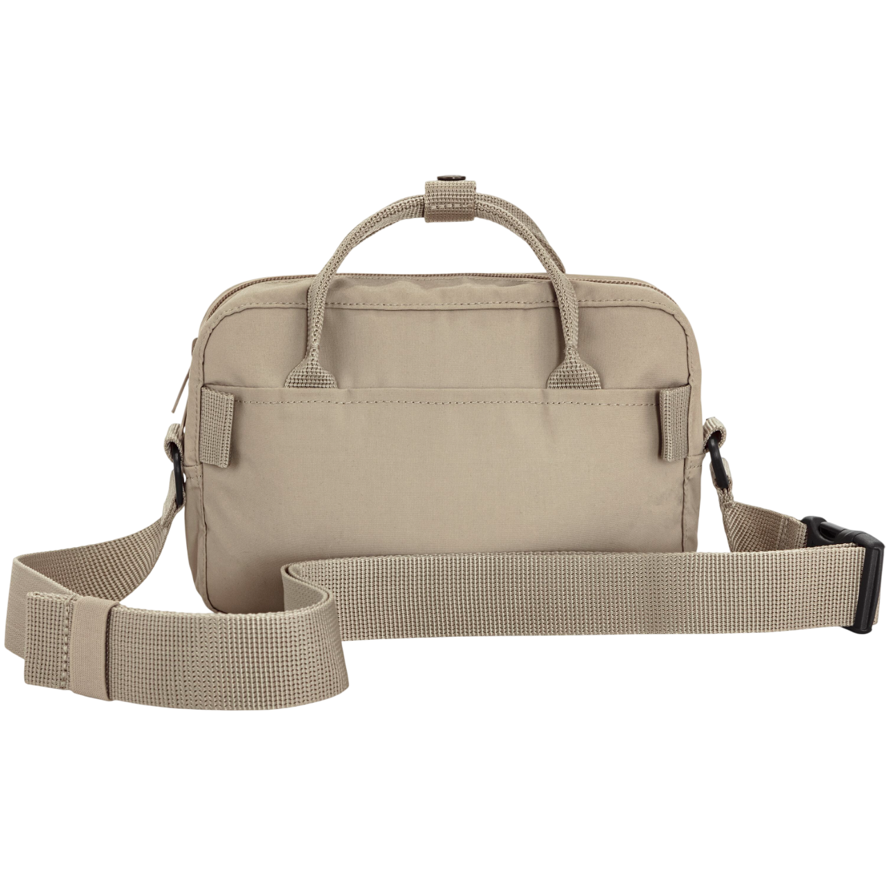 Beige bag with a shoulder strap on a white background