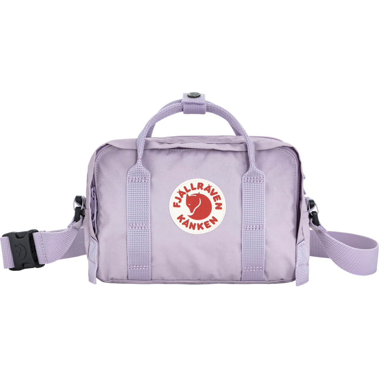 Purple bag with a visible brand logo on a white background