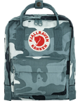 Camouflage backpack with Fjällräven Kånken logo on a white background