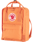 Orange mini backpack with Fjällräven Kånken logo on a white background