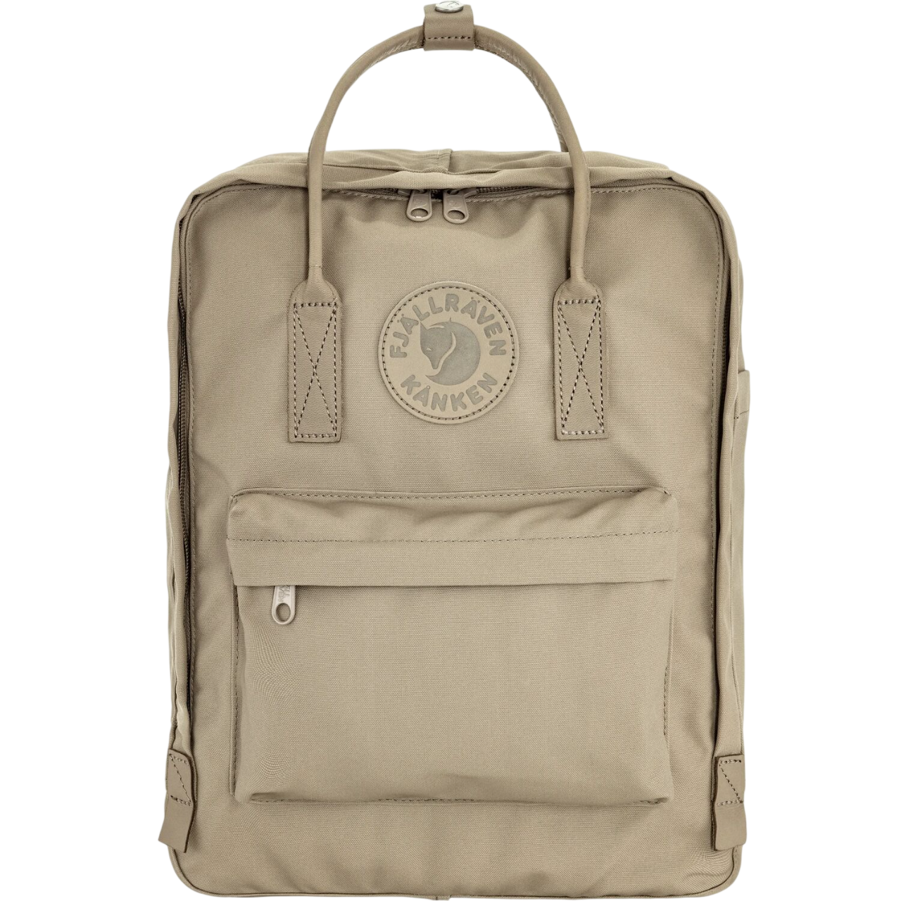 Beige backpack with Fjällräven Kårräven logo on a white background
