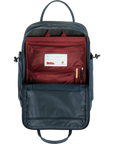 Backpack with a red compartment and visible Fjällräven logo on a white background