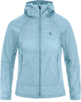 Light blue jacket with a hood on a white background