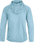 Light blue jacket with a hood on a white background