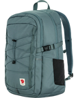 Teal backpack with a visible Fjällräven logo on a white background