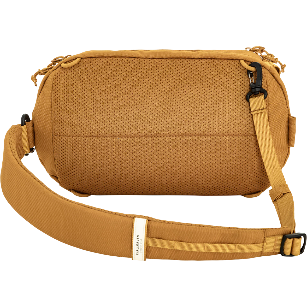 Brown waist bag pouch  with a strap on a white background