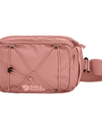 Pink waist bag with Fjällräven logo on a white background