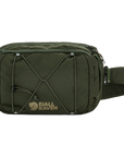 Green waist bag with visible Fjällräven logo on a white background