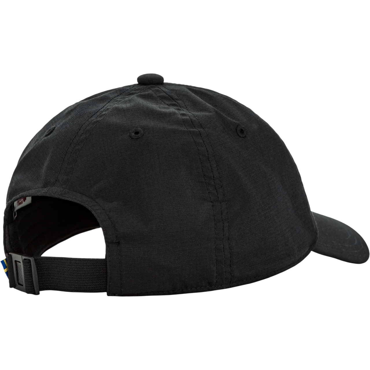 Black cap with a strap on a white background