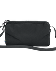 Black crossbody bag with a visible fjallraven logo on a white background