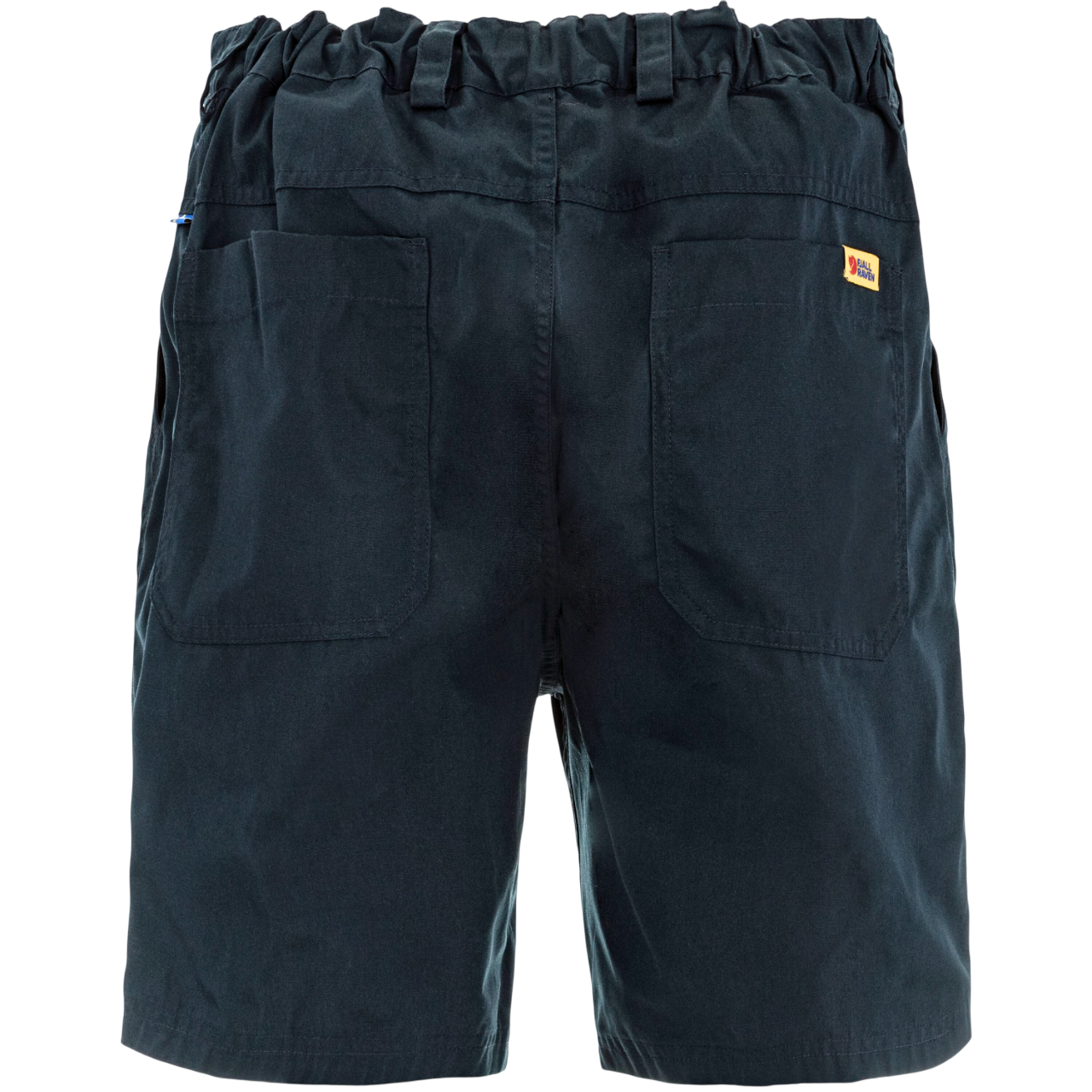 Dark green shorts with a Fjällräven logo on a white background