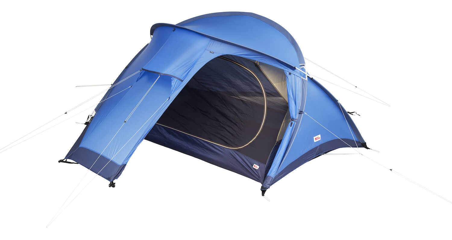 Blue camping tent on a white background