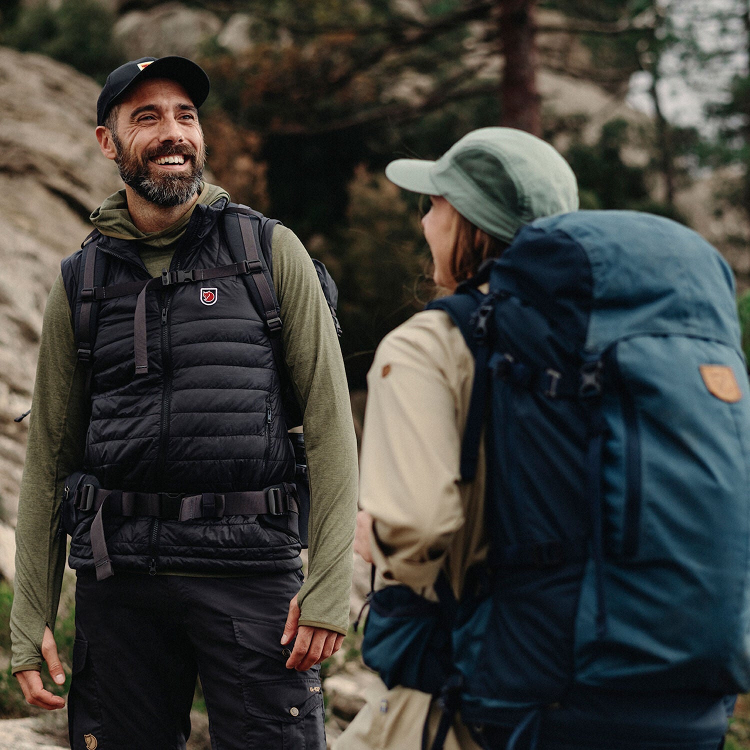 couple trekking the mountains