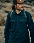 man wearing dark navy-dark navy long sleeve shirt